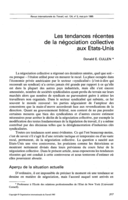Les tendances récentes de la négociation collective aux Etats-Unis