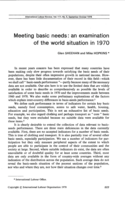 Meeting basic needs; an examination of the world situation in 1970