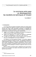 Le commerce entre pays en développement, les transferts de techniques et l'emploi