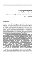 Emotional disorders and the labour force: prevalence, costs, prevention and rehabilitation