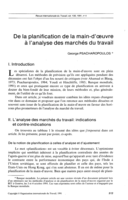 De la planification de la main-d'oeuvre à l'analyse des marchés du travail