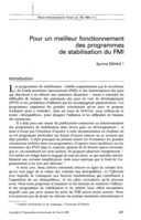Pour un meilleur fonctionnement des programmes de stabilisation du FMI