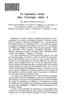 La législation sociale dans l'Amérique latine: I