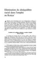 Elimination du déséquilibre racial dans l'emploi au Kenya