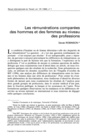 Les rémunérations comparées des hommes et des femmes au niveau des professions