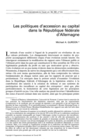 Les politiques d'accession au capital dans la République fédérale d'Allemagne