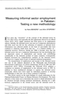 Measuring informal sector employment in Pakistan: testing a new methodology