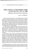 Wage policies in industrialised market economies from 1971 to 1986: between controls and free bargaining