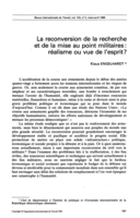 La reconversion de la recherche et de la mise au point militaires: réalisme ou vue de l'esprit?