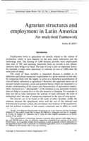 Agrarian structures and employment in Latin America: an analytical framework