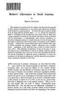 Mothers' allowances in North America