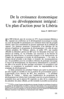 De la croissance économique au développement intégral: un plan d' action pour le Libéria