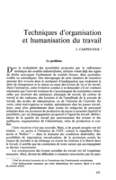 Techniques d'organisation et d'humanisation du travail
