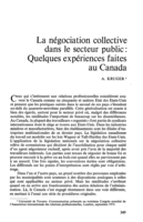 La négociation collective dans le secteur public: quelques expériences faites au Canada