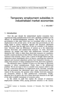 Temporary employment subsidies in industrialised market economies