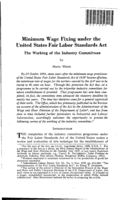 Minimum wage fixing under the United States fair labor standards act: the working of the industry committees