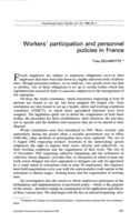 Workers' participation and personnel policies in France