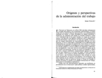 Orígenes y perspectivas de la administración del trabajo