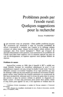 Problèmes posés par l'exode rural: quelques suggestions pour la recherche