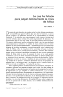 Lo que ha faltado para juzgar debidamente la crisis de Africa
