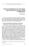 Control of development by the people: regional planning and basic needs in Madagascar