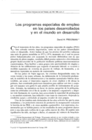 Los programas especiales de empleo en los países desarrollados y en el mundo en desarrollo