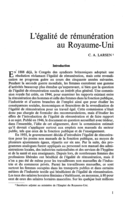 L'égalité de rémunération au Royaume-Uni