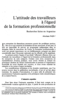 L'attitude des travailleurs a l'égard de la formation professionnelle: recherches faites en Argentine