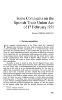Some comments on the Spanish trade union act of 17 February 1971