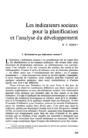 Les indicateurs sociaux pour la planification et l'analyse du développement