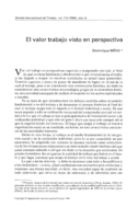 El valor trabajo visto en perspectiva