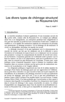 Les divers types de chômage structurel au Royaume-Uni