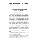 Le fédéralisme et la législation du travail dans l'Inde