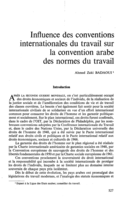Influence des conventions internationales du travail sur la convention arabe des normes du travail