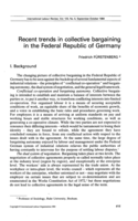 Recent trends in collective bargaining in the Federal Republic of Germany