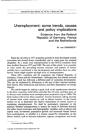 Unemployment: some trends, causes and policy implications; evidence from the Federal Republic of Germany, France and the Netherlands