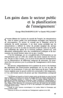 Les gains dans le secteur public et la planification de l'enseignement