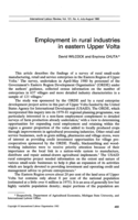 Employment in rural industries in eastern Upper Volta