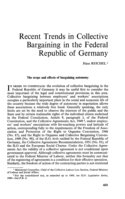 Recent trends in collective bargaining in the Federal Republic of Germany