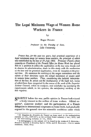 The legal minimum wage of women home workers in France