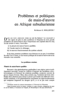 Problèmes et politiques de main-d'oeuvre en Afrique subsaharienne