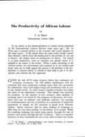 The productivity of African labour