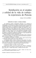 Satisfacción en el empleo y calidad de la vida de trabajo: la experiencia de Polonia