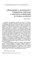 ¿Marginalidad o participación?: trabajadores migrantes y relaciones profesionales en Europa occidental