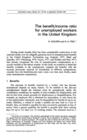 The benefit/income ratio for unemployed workers in the United Kingdom