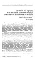 Le travail par équipes et le travail de nuit dans les pays industrialisés à économie de marché: acpects économiques
