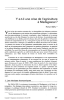 Y a-t-il une crise de l'agriculture à Madagascar?