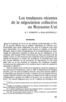 Les tendances récentes de la négociation collective au Royaume-Uni