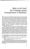 Back to the land: the campaign against unemployment in Dahomey