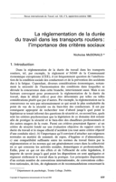 La réglementation de la durée du travail dans les transports routiers: l'importance des critères sociaux